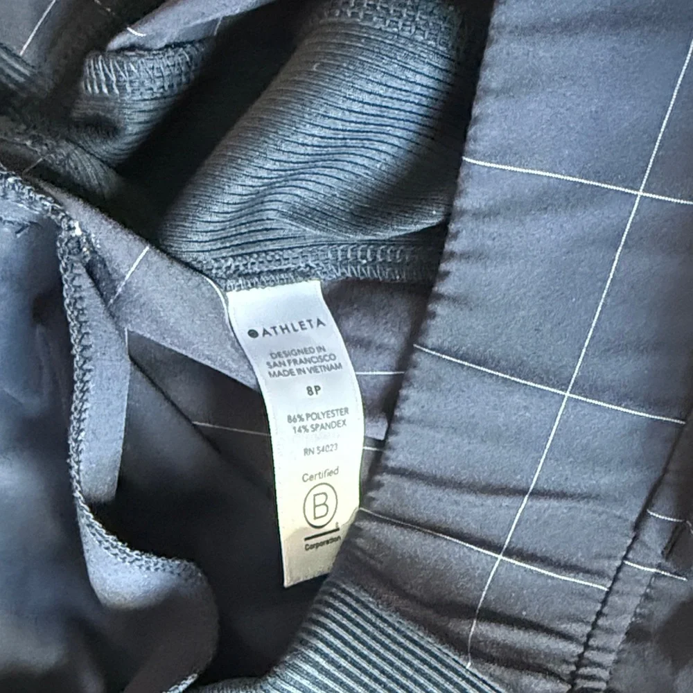 Athleta Brooklyn Ankle Pant Navy Checkered Mid Rise - Picture 4 of 5